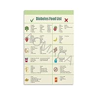 Diabetes 7-day Meal Plan And Food List Poster Diabetes Diet Food Chart Guide Print Poster1 (1) Canvas Painting Wall Art Poster for Bedroom Living Room Decor 12x18inch(30x45cm) Unframe-style