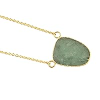 Guntaas Gems Fancy Shape Green Strawberry Brass Gold Electroplated Pendant With Cable Chain Necklace For Birthday Gift