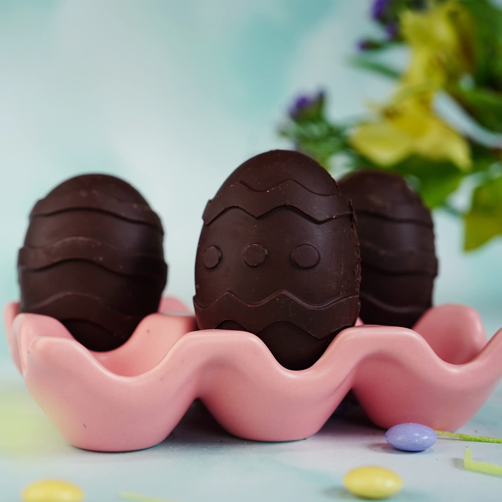 Easter Egg Silicone Mold Easter Bunny Silicon Molds for Chocolate 4 Packs Egg Shaped Mold Baking Pan Resin Cake Chocolate Mold Silicone Candy Pan for Easter Party