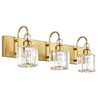 Ralbay Gold Bathroom Vanity Lights 3-Lights Gold Crystal Vanity Lights Over Mirror Modern Crystal Bathroom Vanity Lighting Fixtures