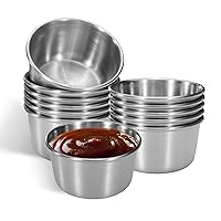 12 Pcs 2 oz Stainless Steel Dipping Sauce Cup, Mini Dip Bowls, Reusable Metal Condiment Cups Ramekins Containers for Ketchup Dressing Home Party Restaurant Kitchen (12PCS Silver)