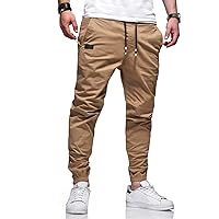 Bilitry Men Joggers Chino Cargo Pants Hiking Outdoor Recreation Pants Twill Fitness Track Jogging Pants Casual Cotton Pants