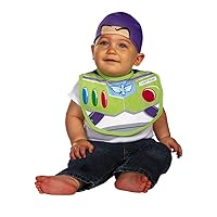 Disguise Baby's Disney Pixar Toy Story and Beyond Buzz Infant Bib and Hat, White/Green/Red, 0-6 Months