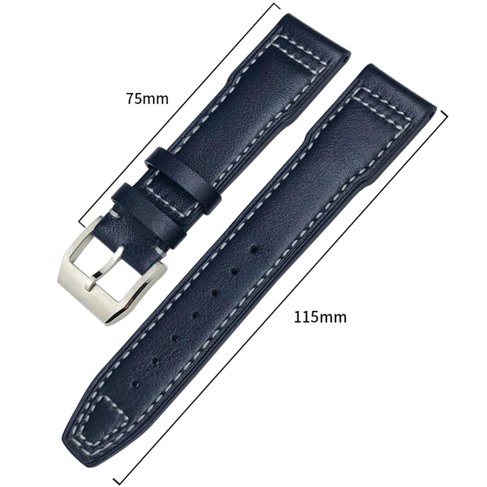 HAODEE 20mm 21mm 22mm Genuine Leather Watchband Fit for IWC Pilot's Watch IW3777 PORTOFINO Mark 18 Black Blue Brown Strap Bracelets Men