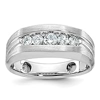14k White Gold Mens Polished and Brushed 5 stone 1/2 Carat Diamond Ring Size 10.00 Jewelry Gifts for Men
