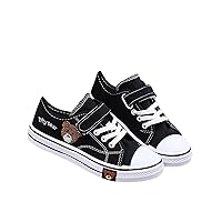 Toddler/Little Kid Girl's Canvas Sneakers, Low Top Adjustable Strap Canvas Shoes, Breathable Upper Hook and Loop Lace up Closure Kids Shoes