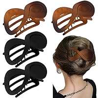 Ahoney Flat Hair Clips for Women, Duckbill Clip Lay Down Claw Clips for Thick/Thin Hair Banana Clip French Hair Pin Hair Barrettes for Styling Hair Accessories for Women (Black&Brown)
