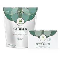 3-in-1 Laundry Detergent Pods and Dryer Sheet Bundle, 60 Count Pods and 80 Dryer Sheets, Vetiver Scent, Plant and Mineral Based Laundry Car