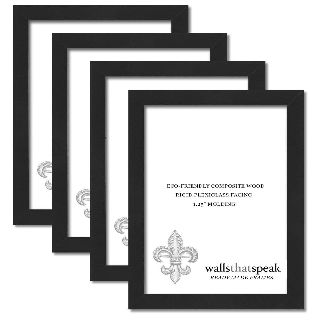 wallsthatspeak 10x15 Black Picture Frame for Puzzles Posters Photos or Artwork, Set of 4