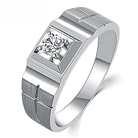 Men's Unique Genuine Natural Diamond 14K White Gold Wedding Engagement Fashion Band Ring