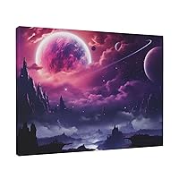 NONHAI Canvas Wall Art for Living Room Bedroom Decorative Painting Art Posters Modern Purple Fantasy Mystic Planet Print Hanging Artwork Wall Art Aesthetics Decorative Paintings 12x16 Inch