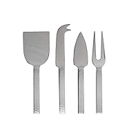 American Atelier Essentials Knives Collection Set 4-Piece Stainless Steel with Decorative Handles Perfect for Cheese Lovers, Parties, Entertaining, Gifts, Hammered, Silver