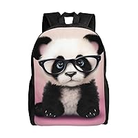 Panda With Glasses Laptop Backpack Water Resistant Travel Backpack Business Work Bag Computer Bag For Women Men
