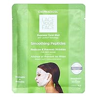 LACE YOUR FACE Patented Compression Facial Mask, AS SEEN ON SHARK TANK, Reusable Biodegradable Cotton Anti Aging Skin Care, Smoothing Peptides, Single