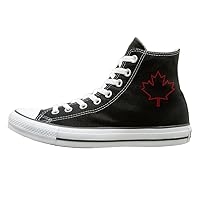 Team Canada Canadian Maple Leaf Logo Fashion Casual Canvas High Top Sneakers Unisex 35 Black