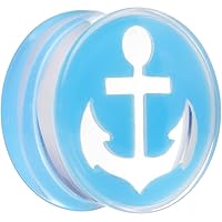 Body Candy 18mm Clear Light Blue Acrylic Set Sail Nautical Anchor Saddle Ear Gauge Plug