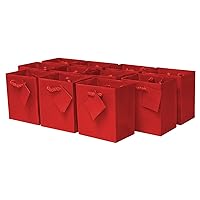 OccasionALL 12 Piece 4x2.75x4.5 Red Gift Bags, Mini Gift Bags with Handles, Tags for Holiday, Christmas, Valentines Wrapping, Favor & Goodie Bags, Bulk