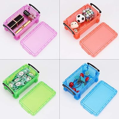 BTSKY 6 Colors Mini Small Plastic Storage Box with Locking Lid Clear  Plastic Organizer and Assorted Color Boxes Hold Crafts, Stationery,  Jewelry