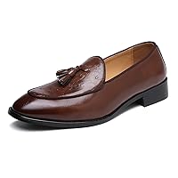Mens Penny Loafers Casual Driving Prom Wedding Fringed Slip on Dress Shoes Moccasins Black Brown