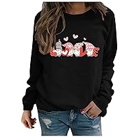 T Shirts for Women Graphic Valentine Crew Neck Long Sleeve Tee Workout Casual Dressy Tops for Women