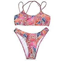 Two Piece Swimsuit for Women High Leg Bikini Modest Bathing Suit for Women 2 Piece