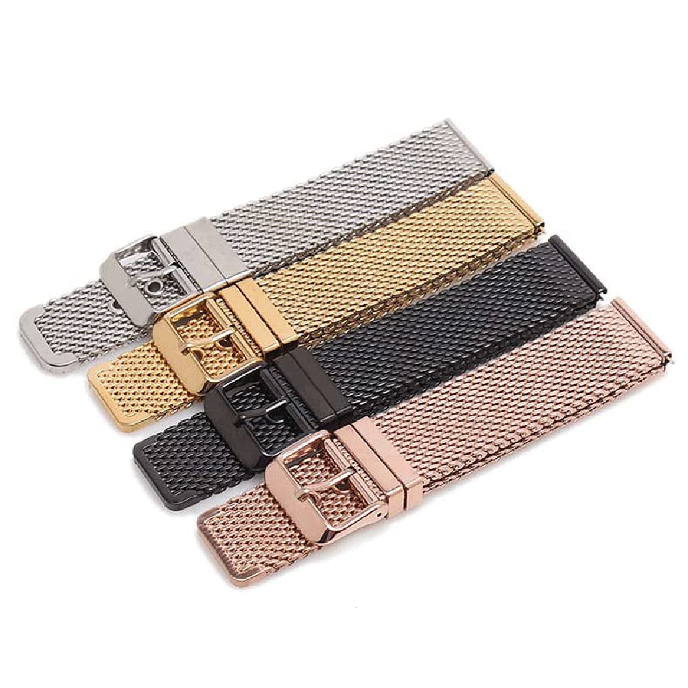 JBR Women's Stainless Steel Mesh Milan Watch Band, Men's Pin buckle Double Loop Solid Mesh Weaving Replacement Watch Strap, Watch Accessories 18/20/22/24mm