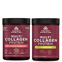 Ancient Nutrition Multi Collagen Protein Powder, Strawberry Lemonade, 45 Servings + Multi Collagen Protein Powder, Cucumber Lime, 45 Servings
