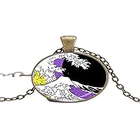 Pride Wave Pattern Art Photo Glass Necklace Pendants Man Woman Jewelry Gift