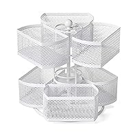 Nifty 2-Tier Cosmetic Organizing Carousel - White Powder Coat Finish, Spins 360-Degrees, Cosmetic Bathroom or Bedroom Vanity Storage, Beauty Supplies Organizer, Lazy Susan Platform