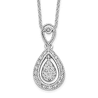 10.05mm 14k White Gold Lab Grown Diamond Teardrop Pendant Necklace 18 Inch Jewelry for Women