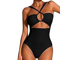 Matching Bathing Suits for Girls 8-9 Sexy Swimming Suits for Women One Piece Round Dress Swimsuit Cut Out Hig