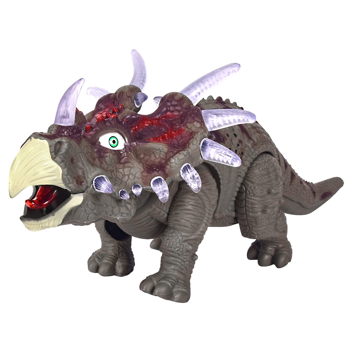 Walking Electronic Triceratops Dinosaur Toys, Realistic Walking Robot Dino Toys with Roaring Sound and LED Light Up for 3-5+ Years Old Kids, Boys and Girls Birthday Gift