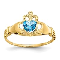 10k Gold CZ Cubic Zirconia Simulated Diamond December Irish Claddagh Celtic Trinity Knot Love Heart Ring Size 7.00 Jewelry Gifts for Women