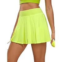 CRZ YOGA Women's Pleated Tennis Skirts A-Line Skater Golf Skirts with Pockets High Waist Athletic Workout Skorts