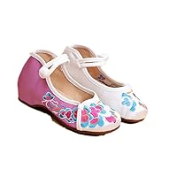 Girl's Embroidery Flat Ballet Shoes Kid's Cute Mary-Jane Dance Shoe Flat Sandal Shoe Purple