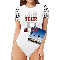 CHOO Customize Bodysuit Add Your Photo Image Front & Back Women's Short Sleeve Tops