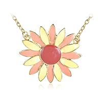 Alilang Brilliant Clear Crystal Rhinestone Sunny Sunflower Floral Cute Necklace Pendant