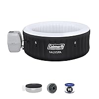 Bestway Coleman Miami AirJet Large Round 2 to 4 Person Inflatable Hot Tub Portable Outdoor Spa with 120 AirJets and EnergySense Cover, Black