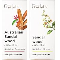 Australian Sandalwood Essential Oil for Diffuser & Sandalwood Essential Oils for Diffuser Set - 100% Natural Aromatherapy Grade Essential Oils Set - 2x0.34 fl oz - Gya Labs