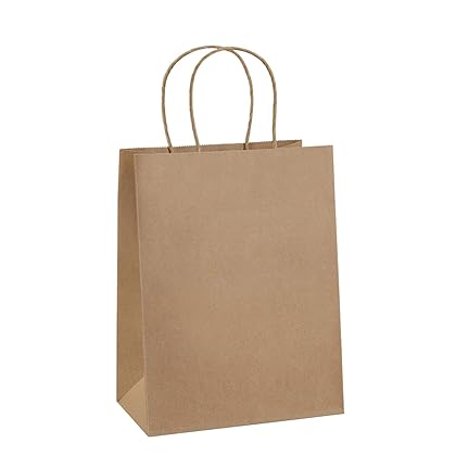 BagDream Paper Gift Bags 8x4.25x10.5 100Pcs Gift Bags Medium Size, Brown Paper Bags with Handles Bulk Wedding Party Favor Bags, Kraft Bags, Grocery Shopping Bags, Retail Merchandise Bags Gift Sacks