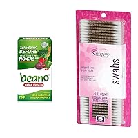 Beano 150 Tablets Gas Relief + Swisspers 300 Count Cotton Swabs