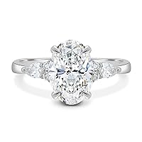 Kiara Gems 3.50 TCW Oval Colorless Moissanite Engagement Ring for Women/Her, Wedding Bridal Ring Sets, Eternity Sterling Silver Solid Gold Diamond Solitaire 4-Prong Sets for Her