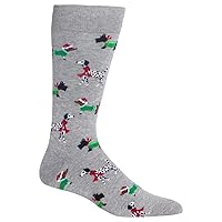 Hot Sox Mens Christmas Dogs Socks, Sweatshirt Grey Heather, 1 Pair, Mens Shoe 6-12.5