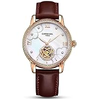 Women's Automatic Mechanical Diamond Skeleton Watches Calfskin Leather Strap Waterproof Watches for Women -378