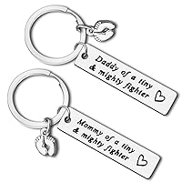 NICU Dad NICU Mom Gift Mommy Daddy of A Tiny Mighty Fighter Keychain Set NICU Parents Gift New Born Gift Preemie Baby Gift Mothers Father's Day Gift for New Dad Mom Neonatal Intensive Care Unit Gift