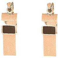 Cheerleading Earrings | 14K Rose Gold 3D Whistle Lever Back Earrings - Made in USA