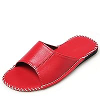 Corium Summer Spring Autumn Cowhide Leather Anti-Smelly Wooden Floor Slippers for Men Women