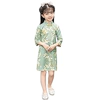 Toddler Dress Long Sleeve Cheongsam Performance Spring Autumn Girls Retro Tang Dress Dress Midsummer Flower