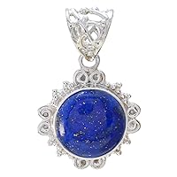 Lovely 925 Sterling Silver Natural Lapis Lazuli Pendant for Mother's
