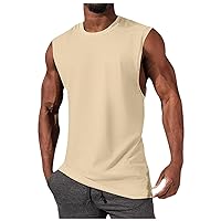 Men's Muscle Cut Off Gym Athletic Workout Tank Tops Bodybuilding Fitness T-Shirts Summer Solid Sleeveless Tanks Tops